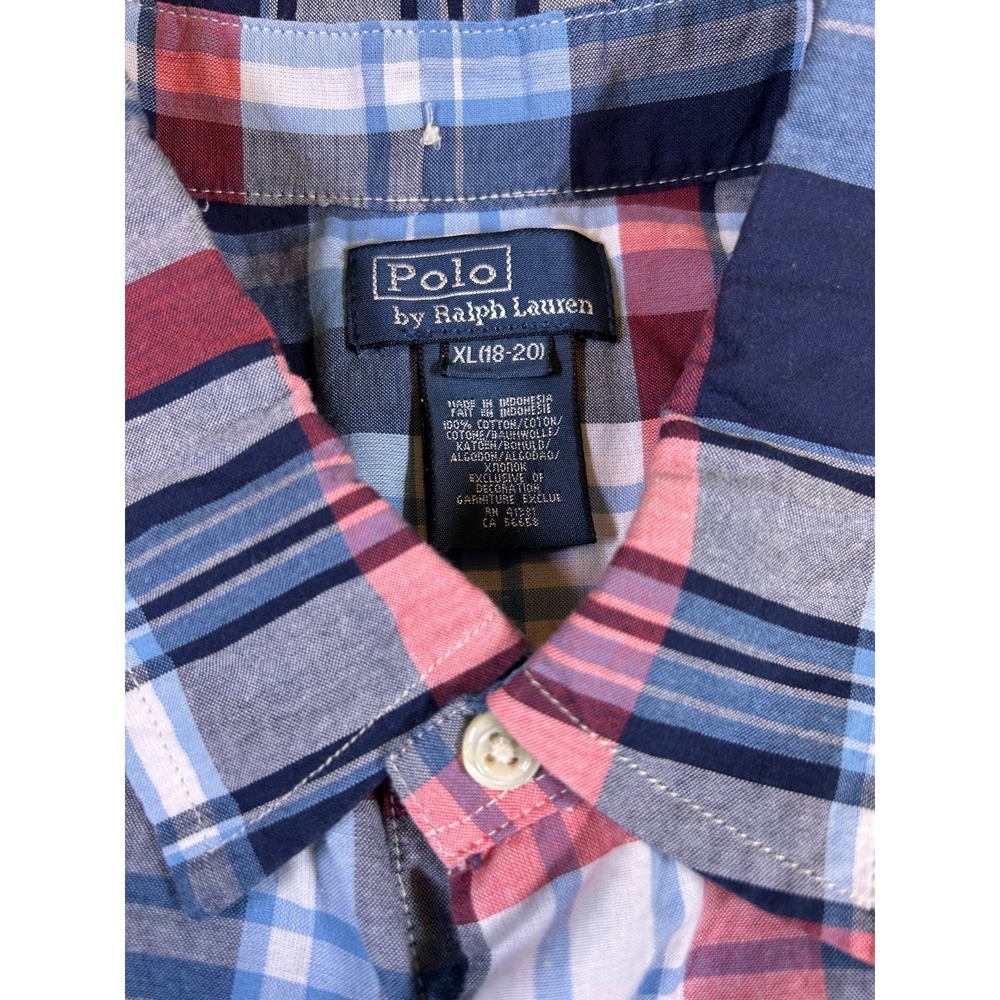 Polo Ralph Lauren Short Sleeve Button Down Plaid Shirt Boys/Youth XL (18-24) - Picture 1 of 11